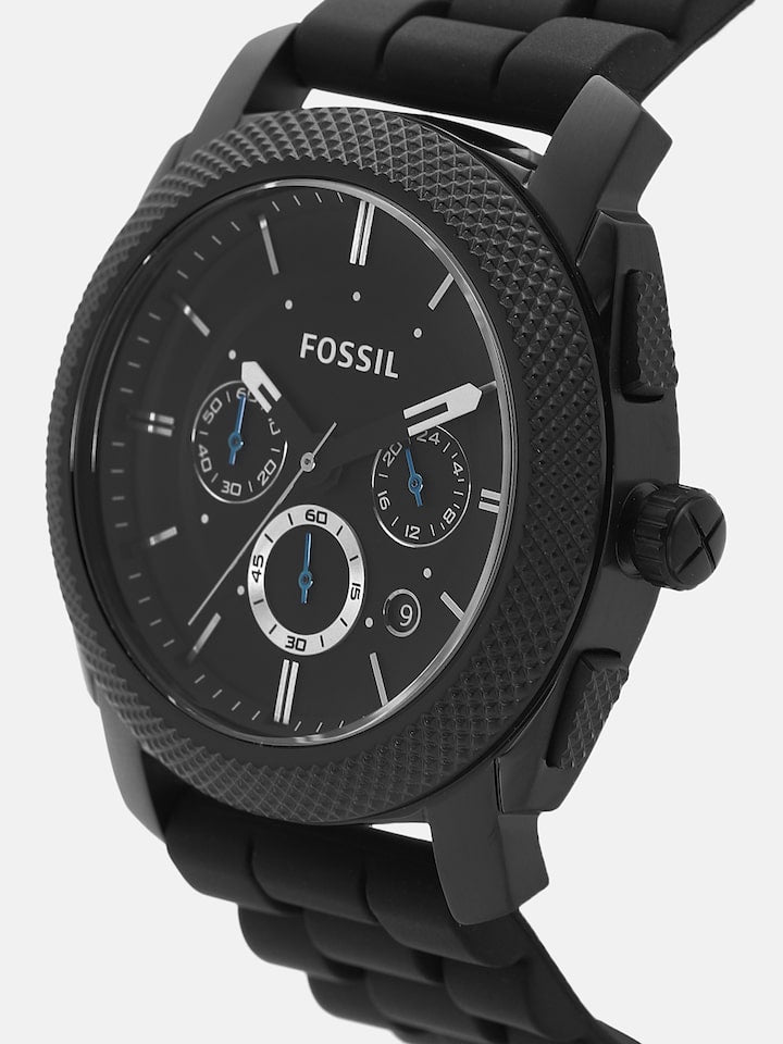 Fossil Machine Chronograph Black Dial Black Silicone Strap Watch for Men - FS4487 Buy Now By Fossil