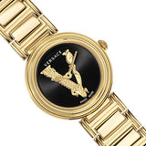 Versace V Virtus Quartz Black Dial Gold Steel Strap Watch For Women - VET300121 Buy Now By Versace