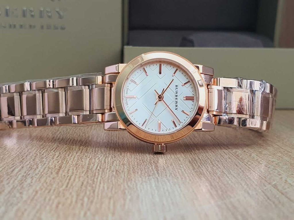 Burberry The City White Dial Rose Gold Steel Strap Watch for Women - BU9204 Buy Now By Burberry
