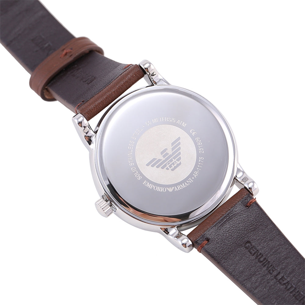 Emporio Armani Luigi Quartz Grey Dial Brown Leather Strap Watch For Men - AR11175 Buy Now By Emporio Armani
