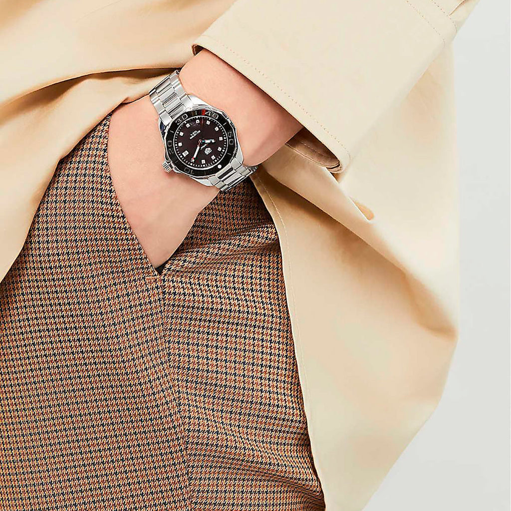 Tag Heuer Aquaracer Quartz Black Dial Silver Steel Strap Watch for Women - WAY131M.BA0748 Buy Now By Tag Heuer