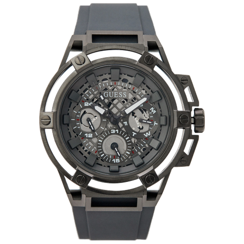 Guess Matrix Multifunction Grey Dial Grey Rubber Strap Watch for Men - GW0423G3 Buy Now By Guess