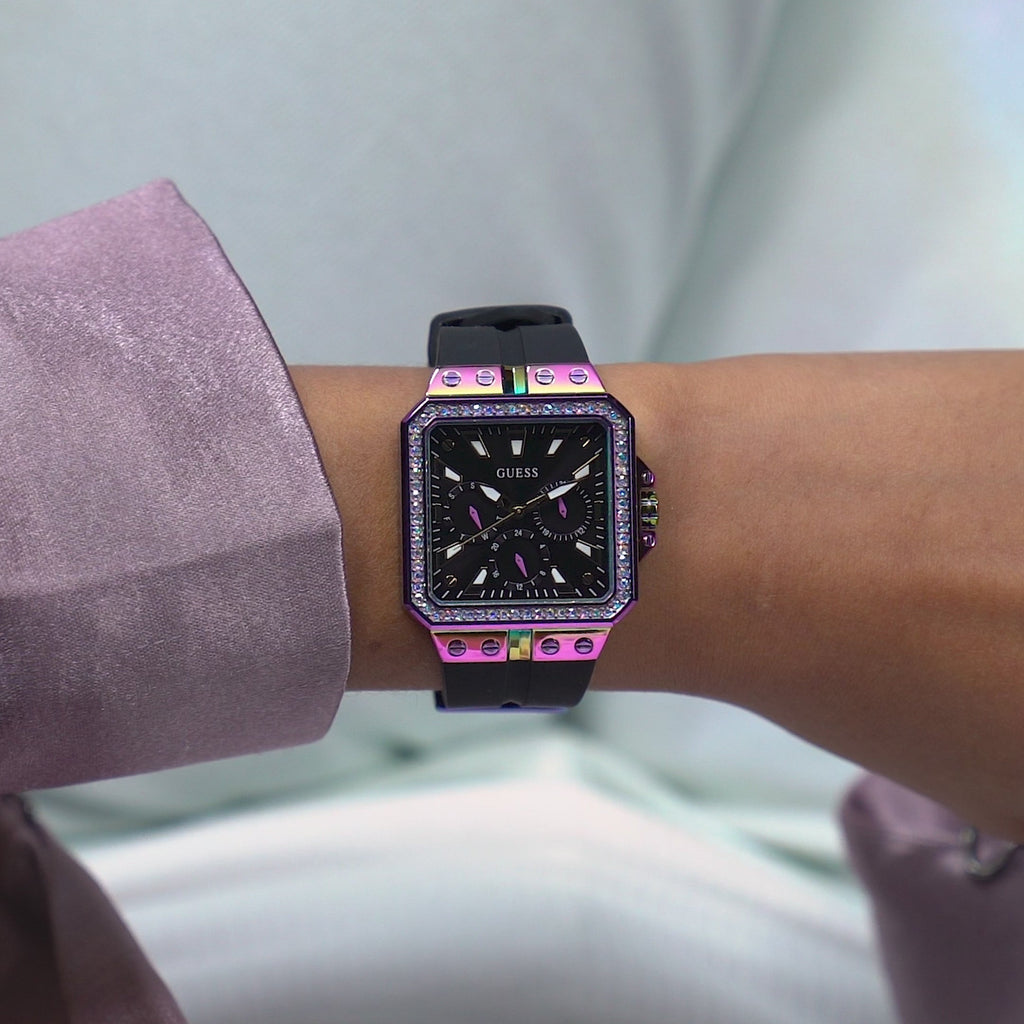 Guess Libra Black Dial Black Silicone Strap Watch For Women - GW0618L3 Buy Now By Guess