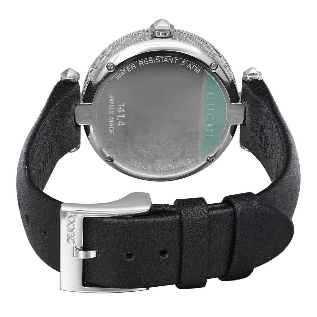 Gucci Diamantissima Diamonds Black Dial Black Leather Strap Watch For Women - YA141403 Buy Now By Gucci