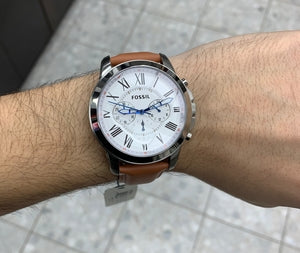 Fossil Grant Chronograph White Dial Brown Leather Strap Watch for Men - FS5060 Buy Now By Fossil