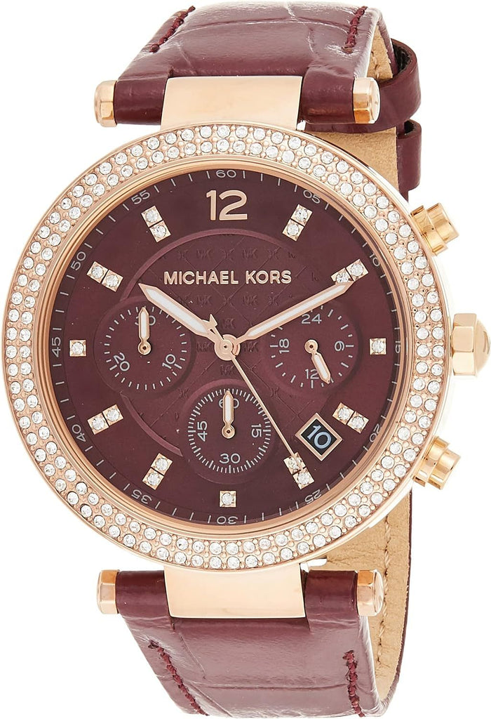 Michael Kors Parker Chronograph Red Dial Red Leather Strap Watch For Women - MK6986 Buy Now By Michael Kors