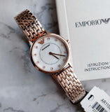 Emporio Armani Kappa Analog Mother of Pearl Dial Rose Gold Steel Strap Watch For Women - AR11006 Buy Now By Emporio Armani