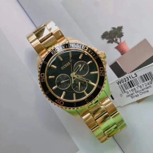 Guess BFF Multifunction Black Dial Gold Steel Strap Watch for Women - W0231L3 Buy Now By Guess