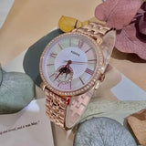 Fossil Jacqueline Analog Moonphase Mother of Pearl White Dial Rose Gold Steel Strap Watch for Women - ES5165 Buy Now By Fossil