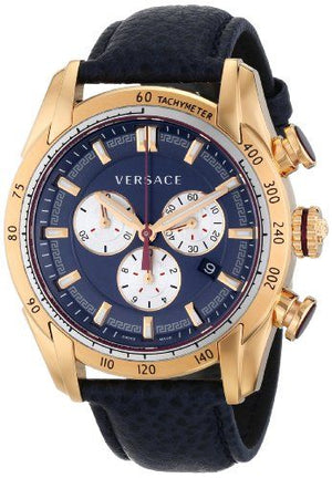Versace V-Ray Blue Chronograph Blue Dial Blue Leather Strap Watch for Men - VDB030014 Buy Now By Versace