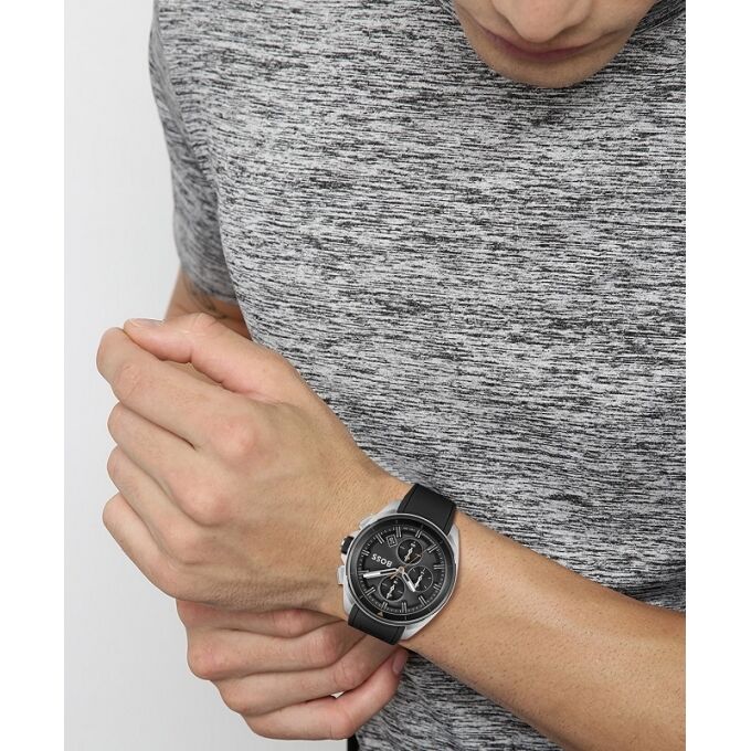 Hugo Boss Allure Black Dial Black Leather Strap Watch for Men - 1513920 Buy Now By Hugo Boss