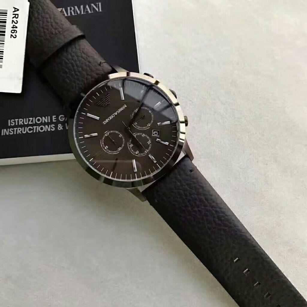 Emporio Armani Sportivo Black Dial Brown Leather Strap Watch For Men - AR2462 Buy Now By Emporio Armani