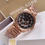 Michael Kors Brecken Chronograph Analog Black Dial Rose Gold Steel Strap Watch For Women - MK8563 Buy Now By Michael Kors