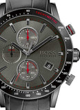Hugo Boss Rafale Chronograph Grey Dial Black Leather Strap Watch For Men - HB1513445 Buy Now By Hugo Boss