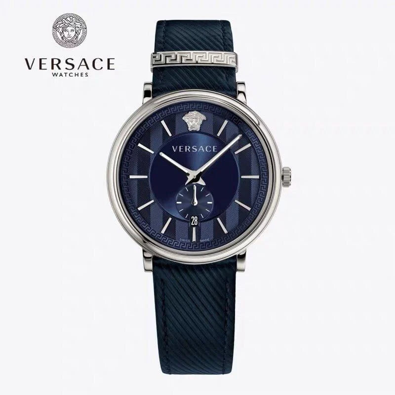 Versace Menifesto Quartz Blue Dial Blue Leather Strap Watch For Men - VBQ01017 Buy Now By Versace