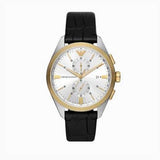 Emporio Armani Claudio Chronograph Silver Dial Black Leather Strap Watch For Men - AR11498 Buy Now By Emporio Armani