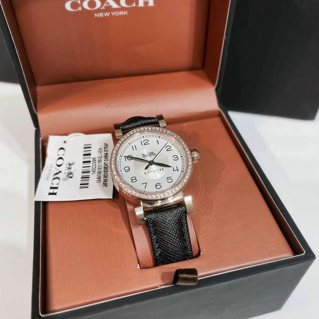 Coach Madison White Dial Black Leather Strap Watch for Women - 14503396 Buy Now By Coach