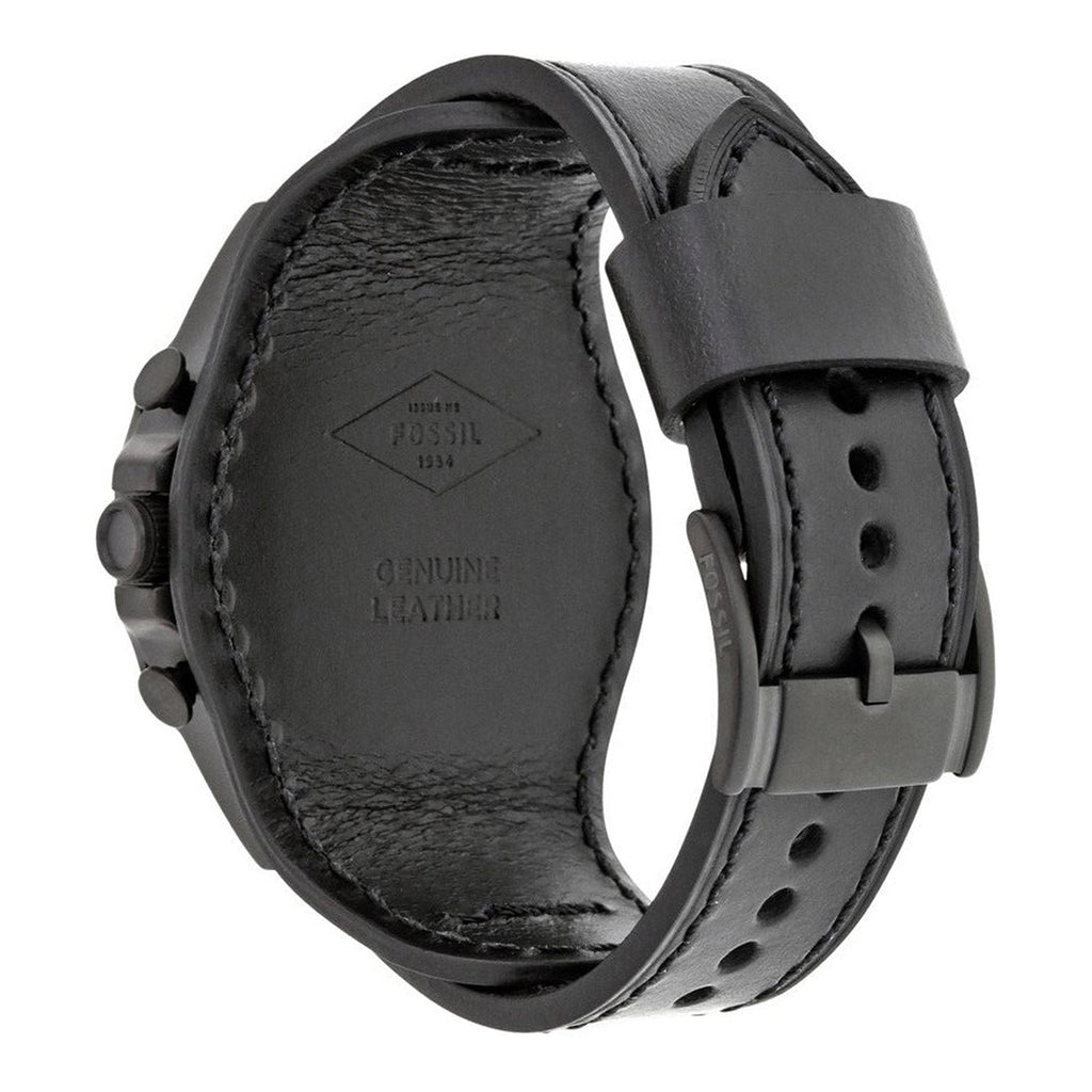 Fossil Nate Chronograph Black Dial Black Leather Strap Watch for Men - JR1510 Buy Now By Fossil