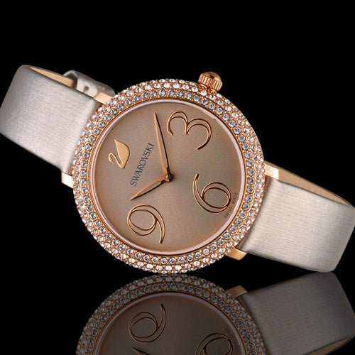 Swarovski Crystal Frost Grey Dial Grey Leather Strap Watch for Women - 5484067 Buy Now By Swarovski