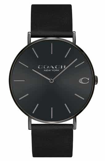 Coach Charles Black Dial Black Leather Strap Watch for Men - 14602434 Buy Now By Coach