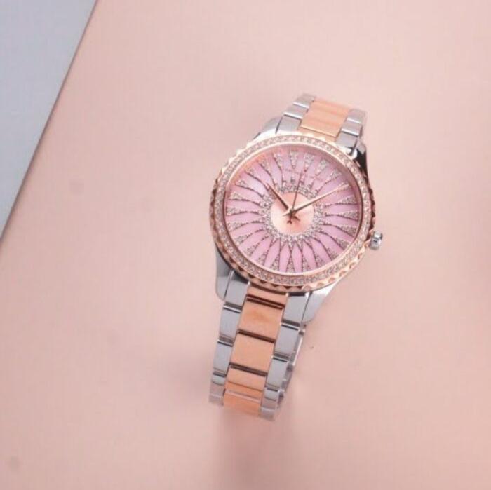 Michael Kors Layton Three Hand Pink Dial Two Tone Steel Strap Watch For Women - MK6894 Buy Now By Michael Kors