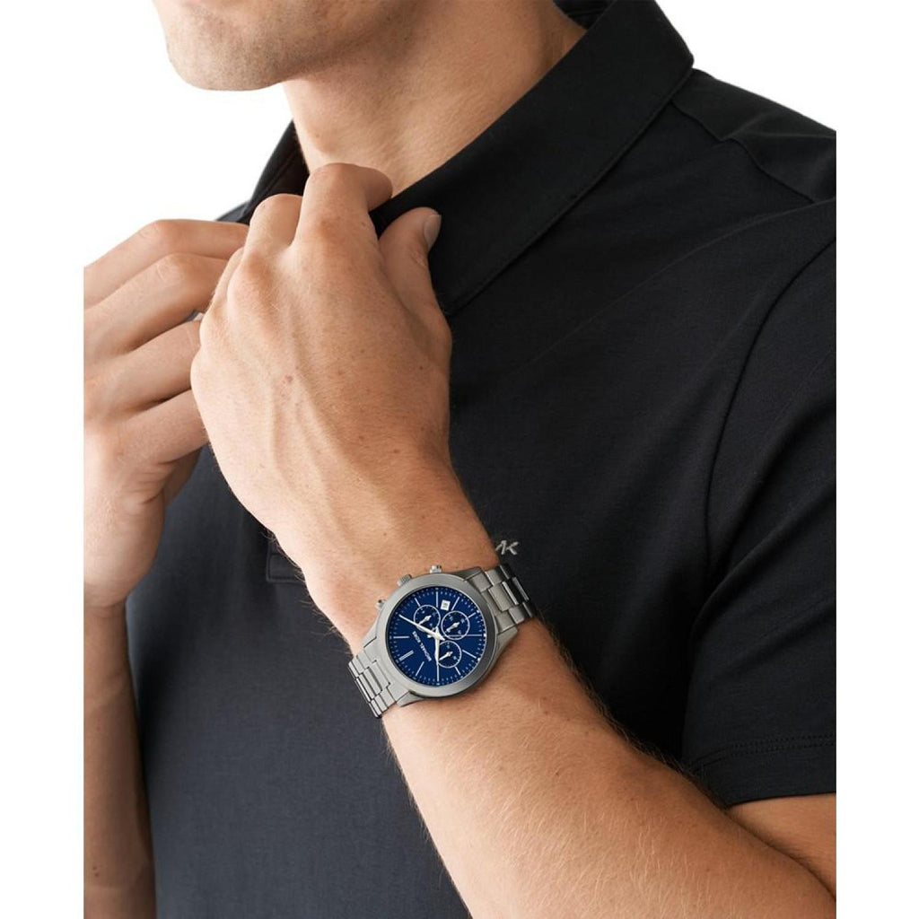 Michael Kors Slim Runway Chronograph Blue Dial Grey Steel Strap Watch For Men - MK8987 Buy Now By Michael Kors