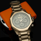 Hugo Boss Classic Chronograph Green Dial Beige Gold Steel Strap Watch For Men - 1514019 Buy Now By Hugo Boss