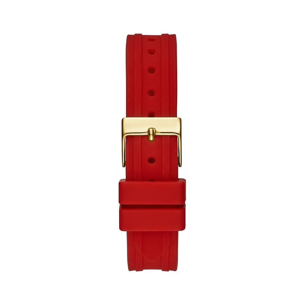 Guess Diamonds White Dial Red Rubber Strap Watch for Women - GW0431L1 Buy Now By Guess