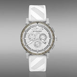 Burberry The City Chronograph Silver Dial White Rubber Strap Watch for Men - BU9810 Buy Now By Burberry