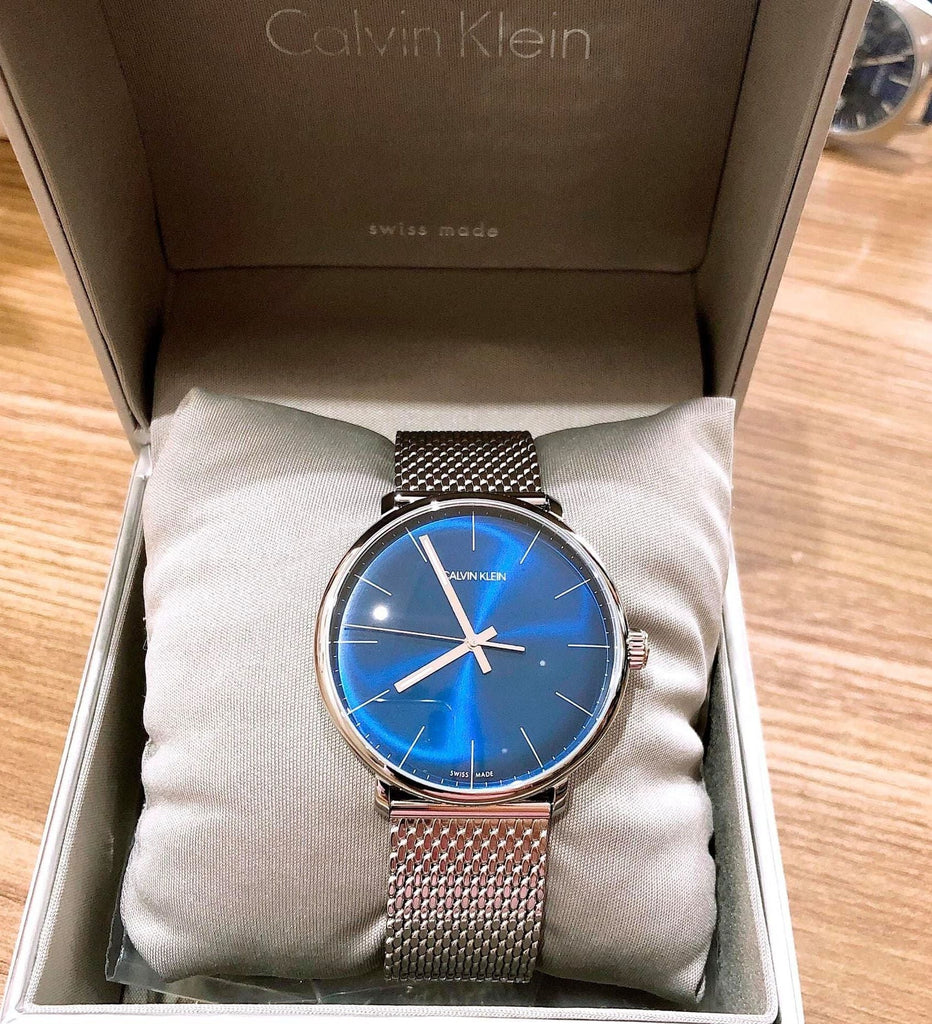 Calvin Klein High Noon Quartz Blue Dial Silver Mesh Bracelet Watch for Men - K8M2112N