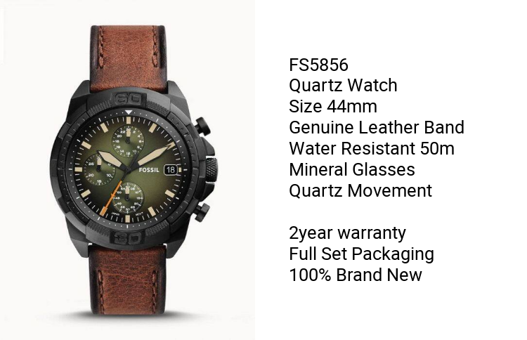 Fossil Bronson Chronograph Black Dial Brown Leather Strap Watch for Men - FS5856 Buy Now By Fossil