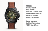 Fossil Bronson Chronograph Black Dial Brown Leather Strap Watch for Men - FS5856 Buy Now By Fossil