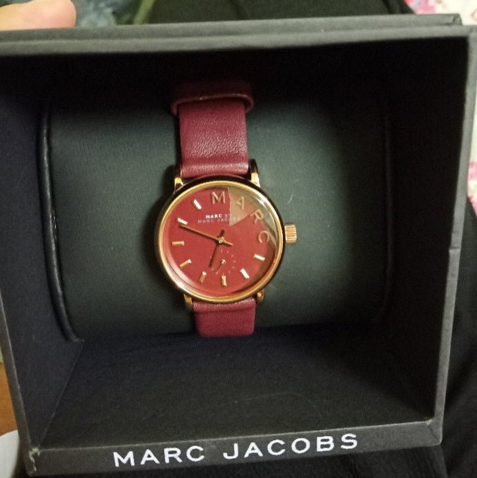 Marc Jacobs Baker Maroon Dial Maroon Leather Strap Watch for Women - MBM1271 Buy Now By Marc Jacobs
