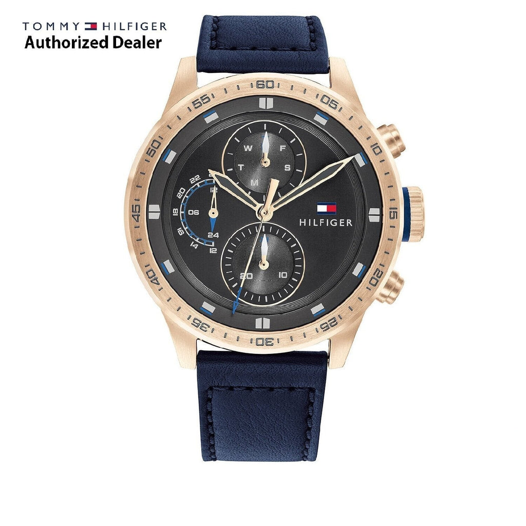 Tommy Hilfiger Trent Chronograph Grey Dial Black Leather Strap Watch For Men - 1791808 Buy Now By Tommy Hilfiger