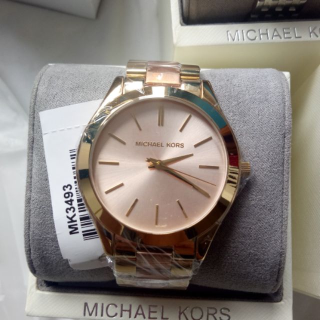 Michael Kors Slim Runway Pink Dial Two Tone Steel Strap Watch for Women - MK3493 Buy Now By Michael Kors