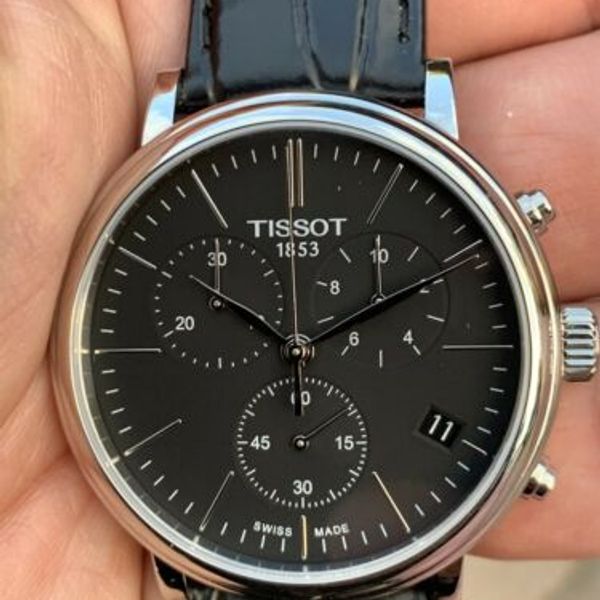 Tissot Carson Premium Chronograph Black Dial Black Leather Strap Watch For Men - T122.417.16.051.00 Buy Now By Tissot