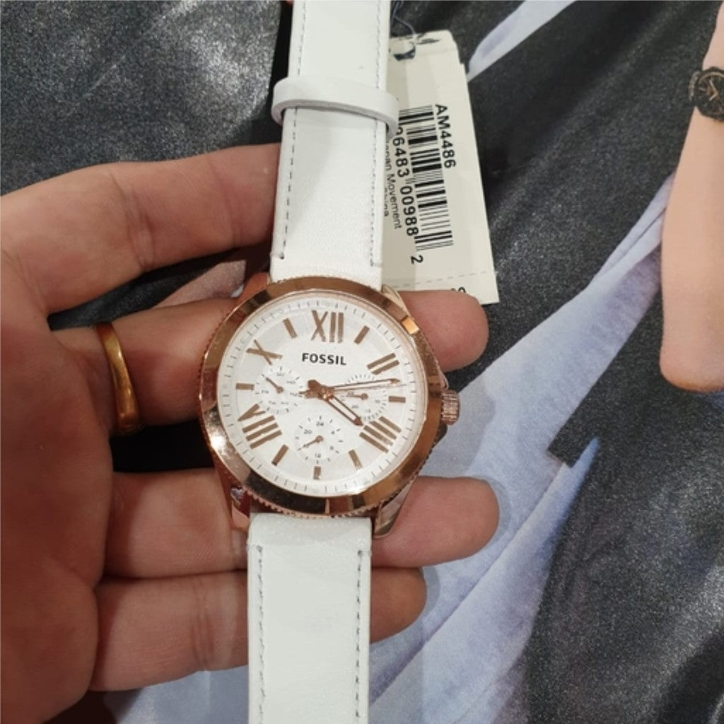 Fossil Cecile White Dial White Leather Strap Watch for Women - AM4486 Buy Now By Fossil