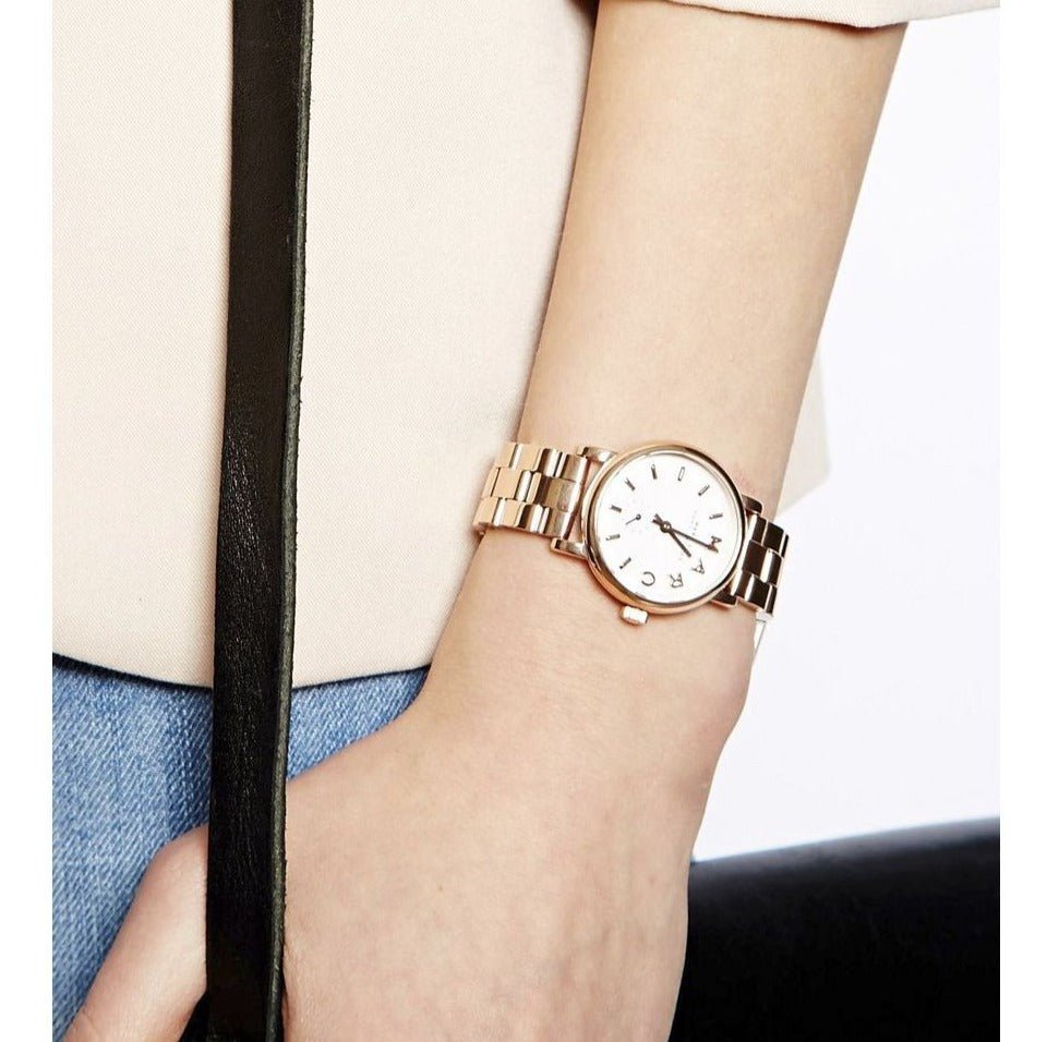 Marc Jacobs Baker White Dial Rose Gold Steel Strap Watch for Women - MBM3248 Buy Now By Marc Jacobs