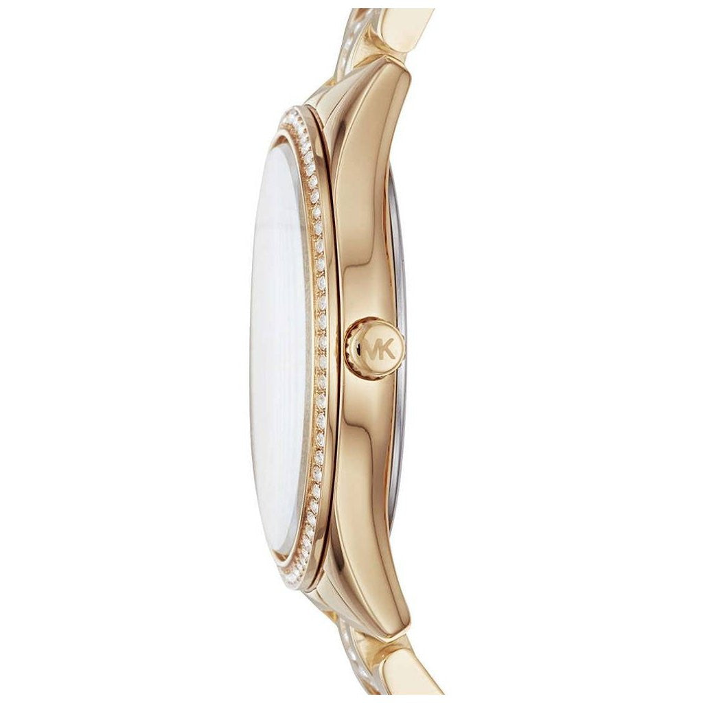 Michael Kors Lauryn Mother of Pearl White Dial Gold Steel Strap Watch for Women - MK3899 Buy Now By Michael Kors