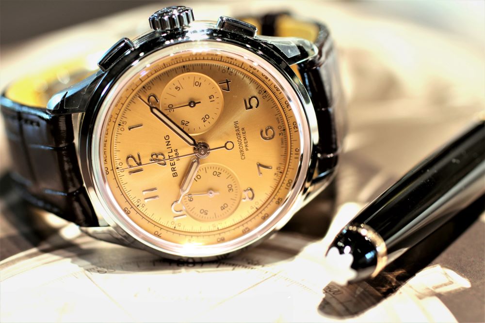 Breitling Premier B09 Chronograph 40 Beige Dial Brown Leather Strap Watch for Men - AB0930F51H1P1 Buy Now By Breitling