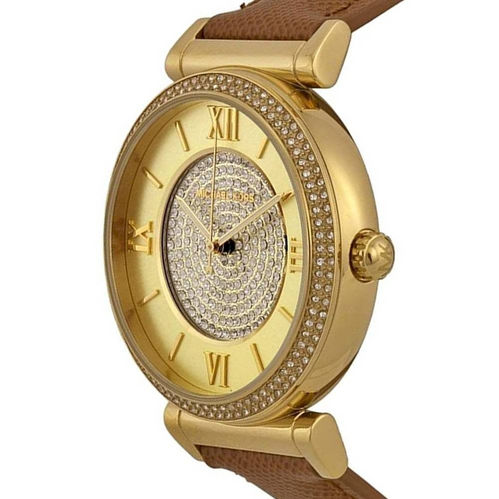Michael Kors Catlin Champagne Dial Brown Leather Strap Watch for Women - MK2375 Buy Now By Michael Kors