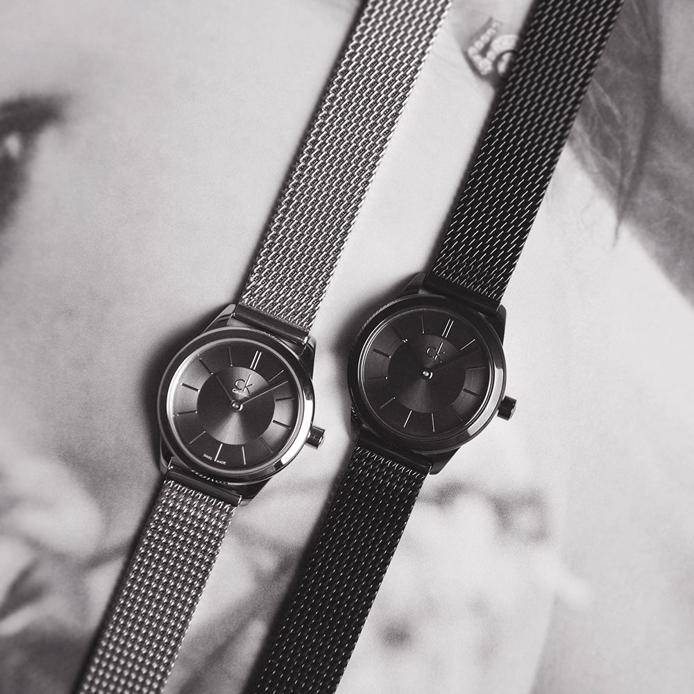 Calvin Klein Minimal Black Dial Black Mesh Bracelet Watch for Women - K3M234B1 Buy Now By Calvin Klein