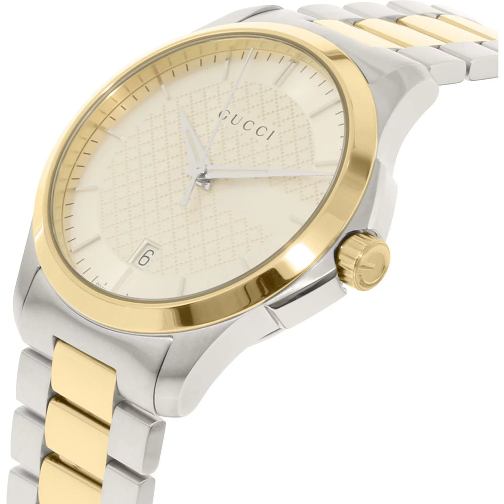 Gucci G Timeless Quartz Silver Dial Two Tone Steel Strap Watch For Men - YA126450 Buy Now By Gucci