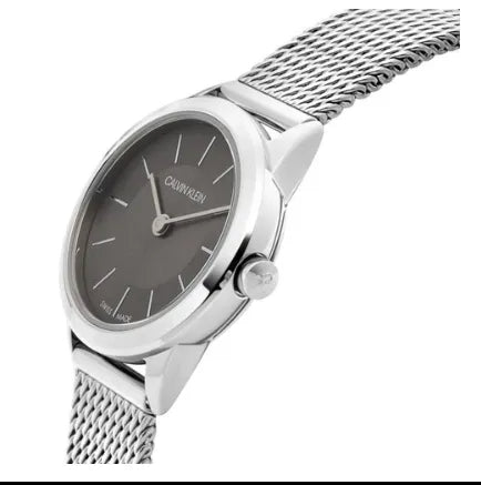 Calvin Klein Minimal Grey Dial Silver Mesh Bracelet Watch for Women - K3M23124 Buy Now By Calvin Klein