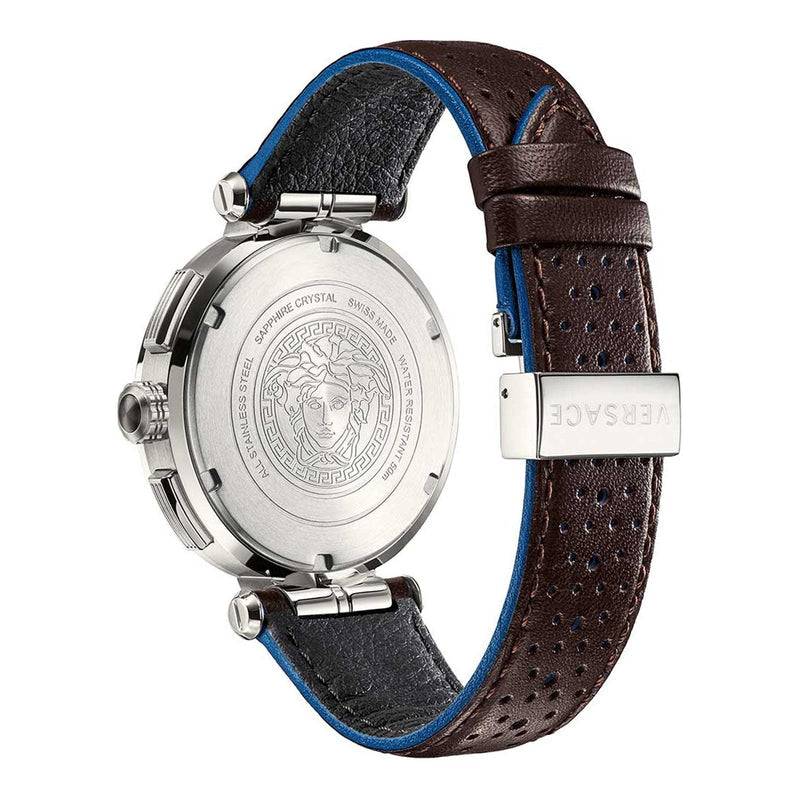 Versace Aion Chronograph White Dial Brown Leather Strap Watch for Men - VBR010017 Buy Now By Versace