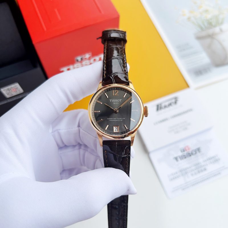 Tissot Chemin Des Tourelles Powermatic 80 Lady Brown Dial Brown Leather Strap Watch For Women - T099.207.36.447.00 Buy Now By Tissot