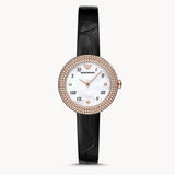 Emporio Armani Rosa Quartz Mother Of Pearl White Dial Black Leather Strap Watch For Women - AR11356 Buy Now By Emporio Armani
