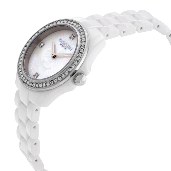 Coach Preston Mother of Pearl White Dial White Steel Strap Watch for Women - 14503662 Buy Now By Coach