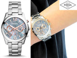 Fossil Perfect Boyfriend Mother of Pearl Blue Dial Silver Steel Strap Watch for Women - ES3880 Buy Now By Fossil