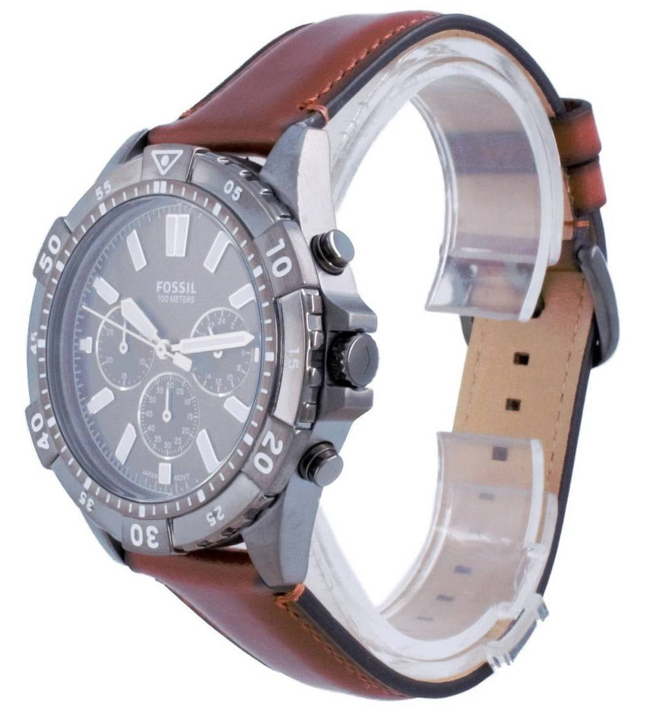 Fossil Garrett Chronograph Grey Dial Brown Leather Strap Watch for Men - FS5770 Buy Now By Fossil